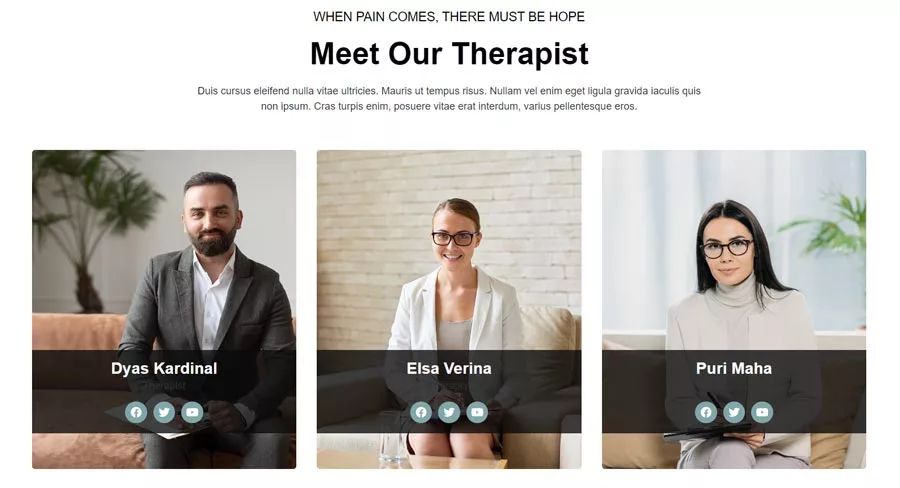 Sample Treatment Center Staff Page